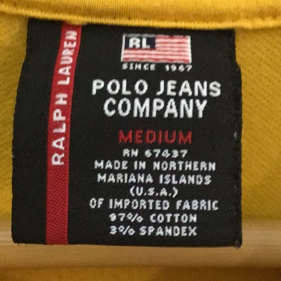 🔅SALE🔅 Vintage Ralph Lauren Polo Jeans Co. polo shirt, yellow, medium. - Picture 6 of 7